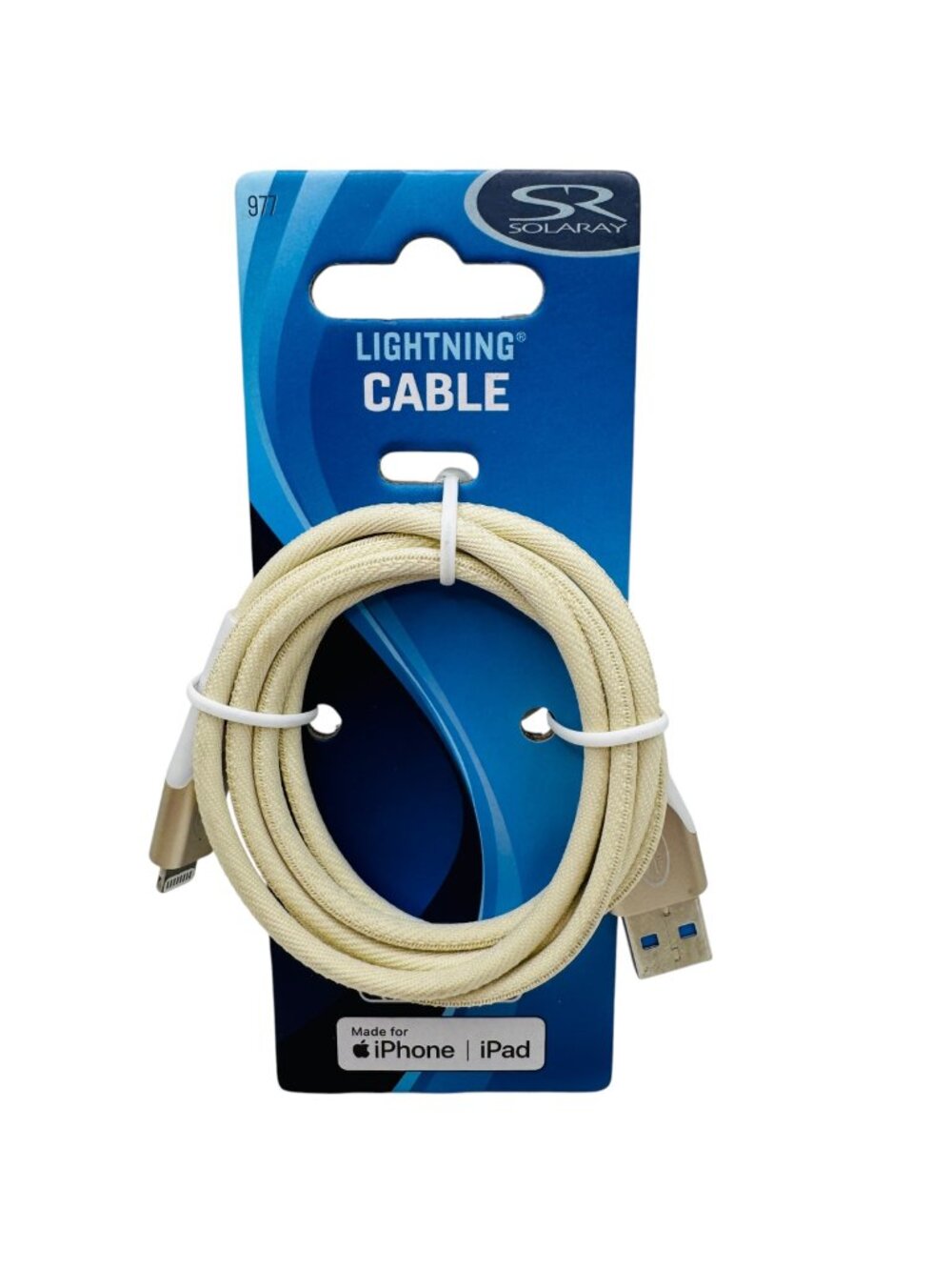 Solaray MFi Fast Chargingg 3ft Cable iPhone iPad USB Charging Sync Cord Cream